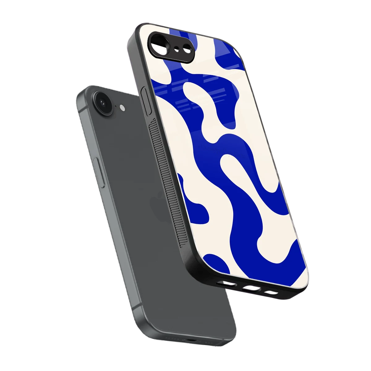 Blue Drift sleek iphone 16e cover with tempered glass back and TPU edges