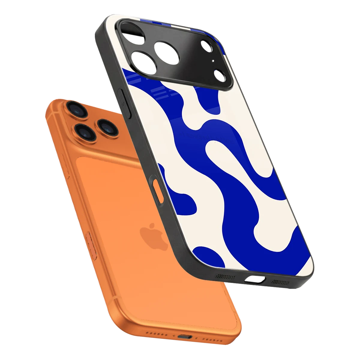 Blue Drift sleek iphone 17 pro max cover with tempered glass back and TPU edges