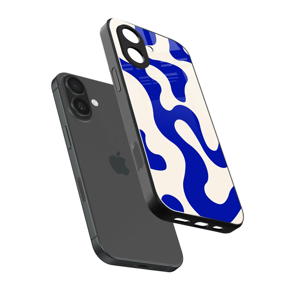 Blue Drift sleek iphone 17 cover with tempered glass back and TPU edges