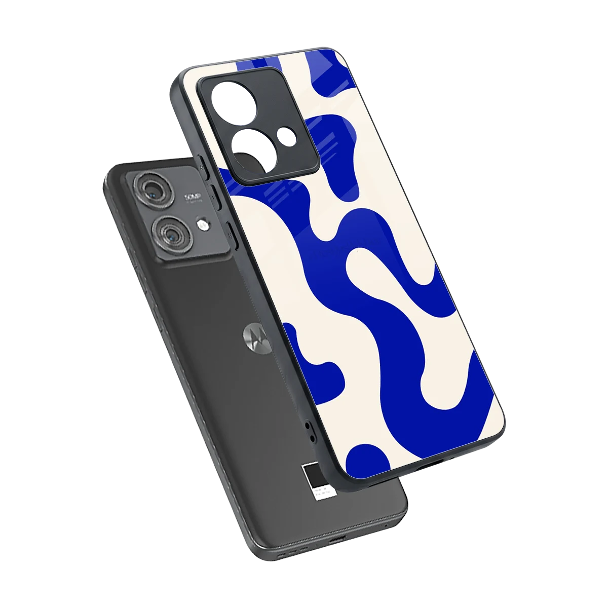 Blue Drift sleek motorola edge 40 neo 5g cover with tempered glass back and TPU edges