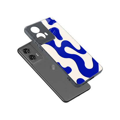 Blue Drift sleek motorola edge 50 fusion cover with tempered glass back and TPU edges
