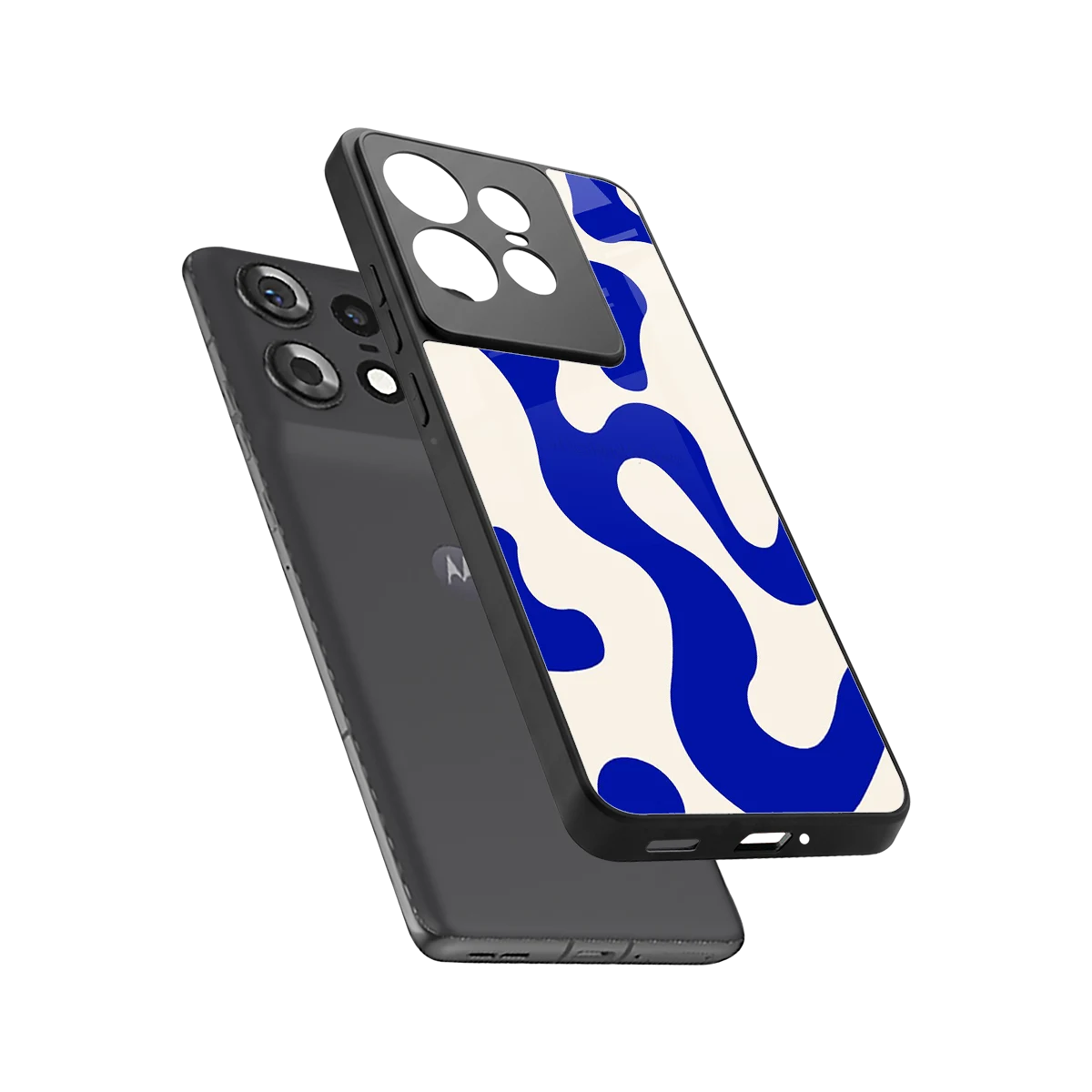 Blue Drift sleek motorola edge 50 pro cover with tempered glass back and TPU edges