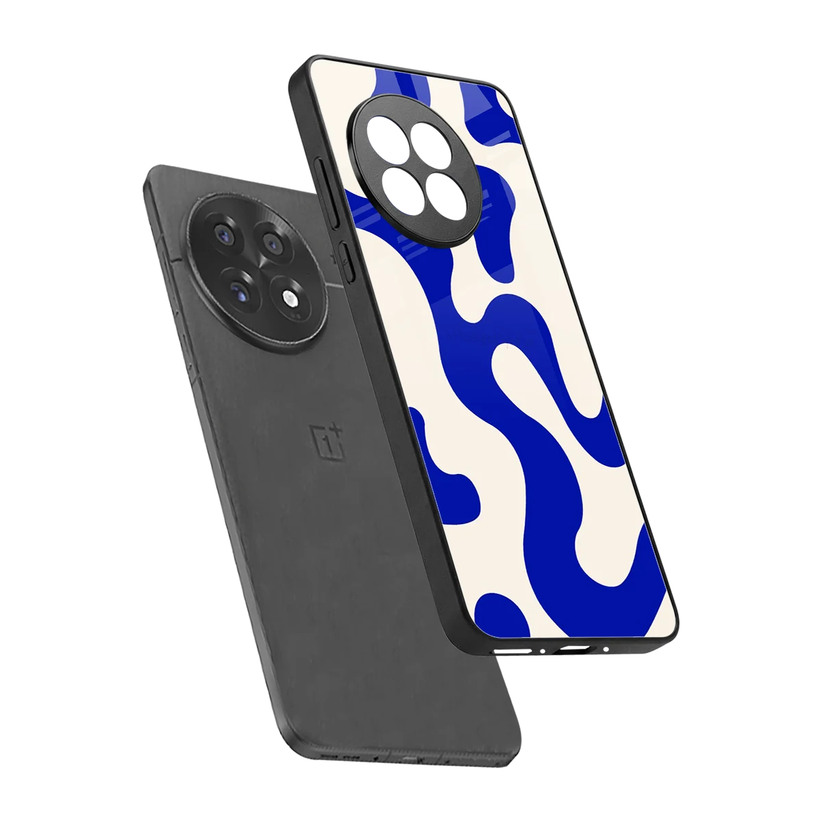 Blue Drift sleek oneplus 13r cover with tempered glass back and TPU edges