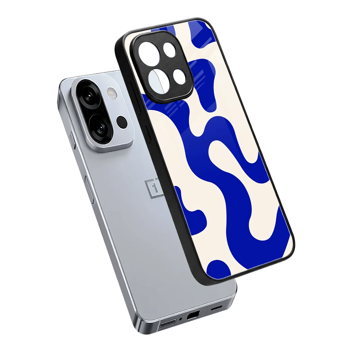 Blue Drift sleek oneplus 13s cover with tempered glass back and TPU edges