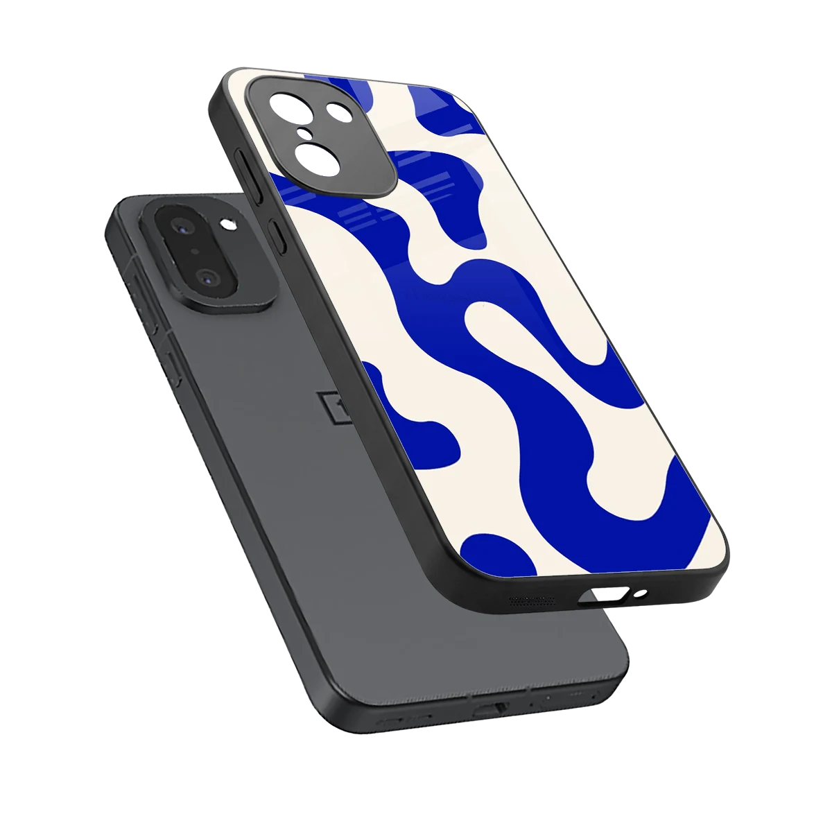 Blue Drift sleek oneplus 15r cover with tempered glass back and TPU edges
