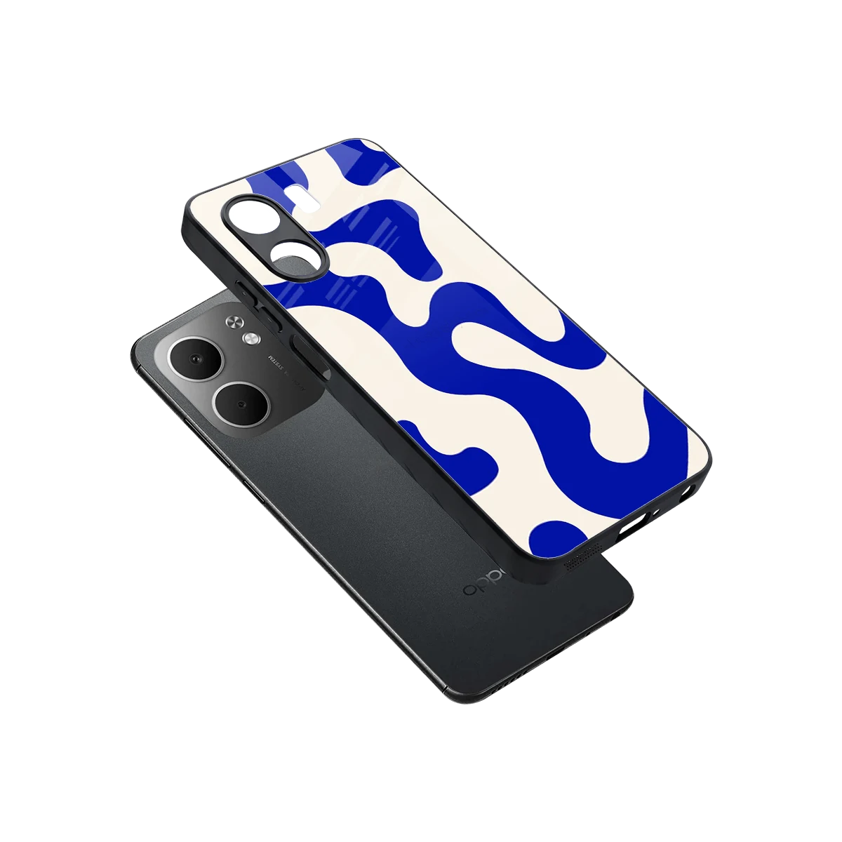 Blue Drift sleek oppo a5x 5g cover with tempered glass back and TPU edges