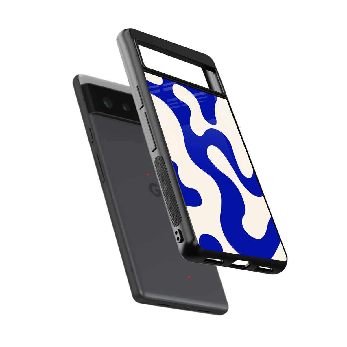 Blue Drift sleek google pixel 6a cover with tempered glass back and TPU edges