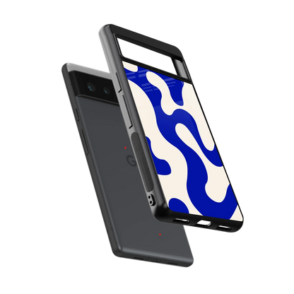Blue Drift sleek google pixel 6a cover with tempered glass back and TPU edges