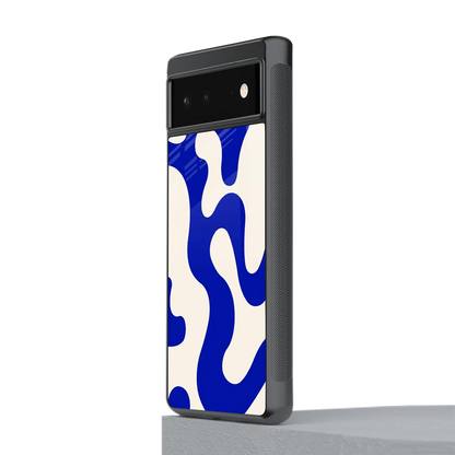 Blue Drift stylish phone case for google pixel 6a | glossy glass and slim fit