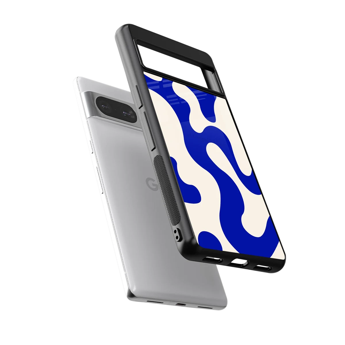 Blue Drift sleek google pixel 8 cover with tempered glass back and TPU edges