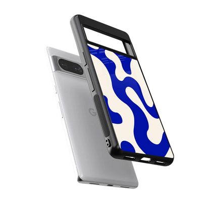Blue Drift sleek google pixel 8 cover with tempered glass back and TPU edges