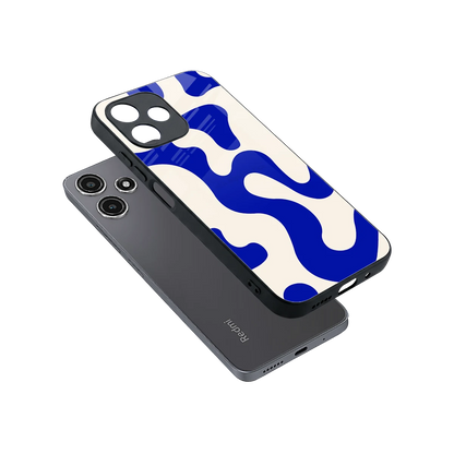 Blue Drift sleek redmi 12 5g cover with tempered glass back and TPU edges