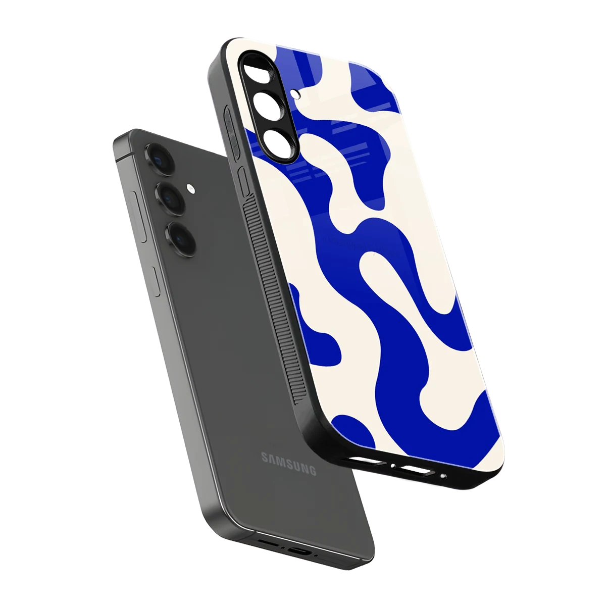 Blue Drift sleek samsung galaxy m35 5g cover with tempered glass back and TPU edges