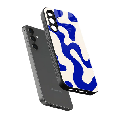 Blue Drift sleek samsung galaxy m35 5g cover with tempered glass back and TPU edges