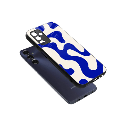 Blue Drift sleek samsung galaxy m14 5g cover with tempered glass back and TPU edges