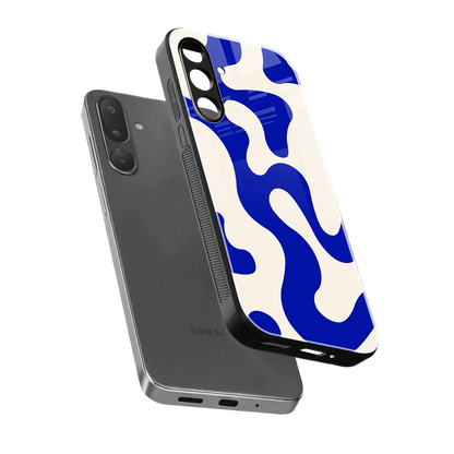 Blue Drift sleek samsung galaxy m56 5g cover with tempered glass back and TPU edges