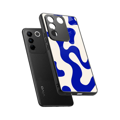 Blue Drift sleek vivo v27 5g cover with tempered glass back and TPU edges