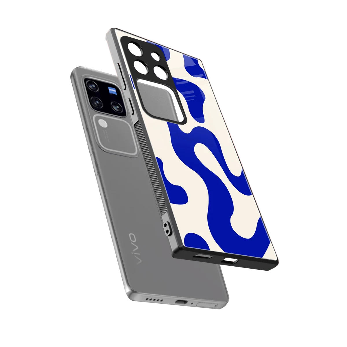 Blue Drift sleekvivo v30 pro cover with tempered glass back and TPU edges