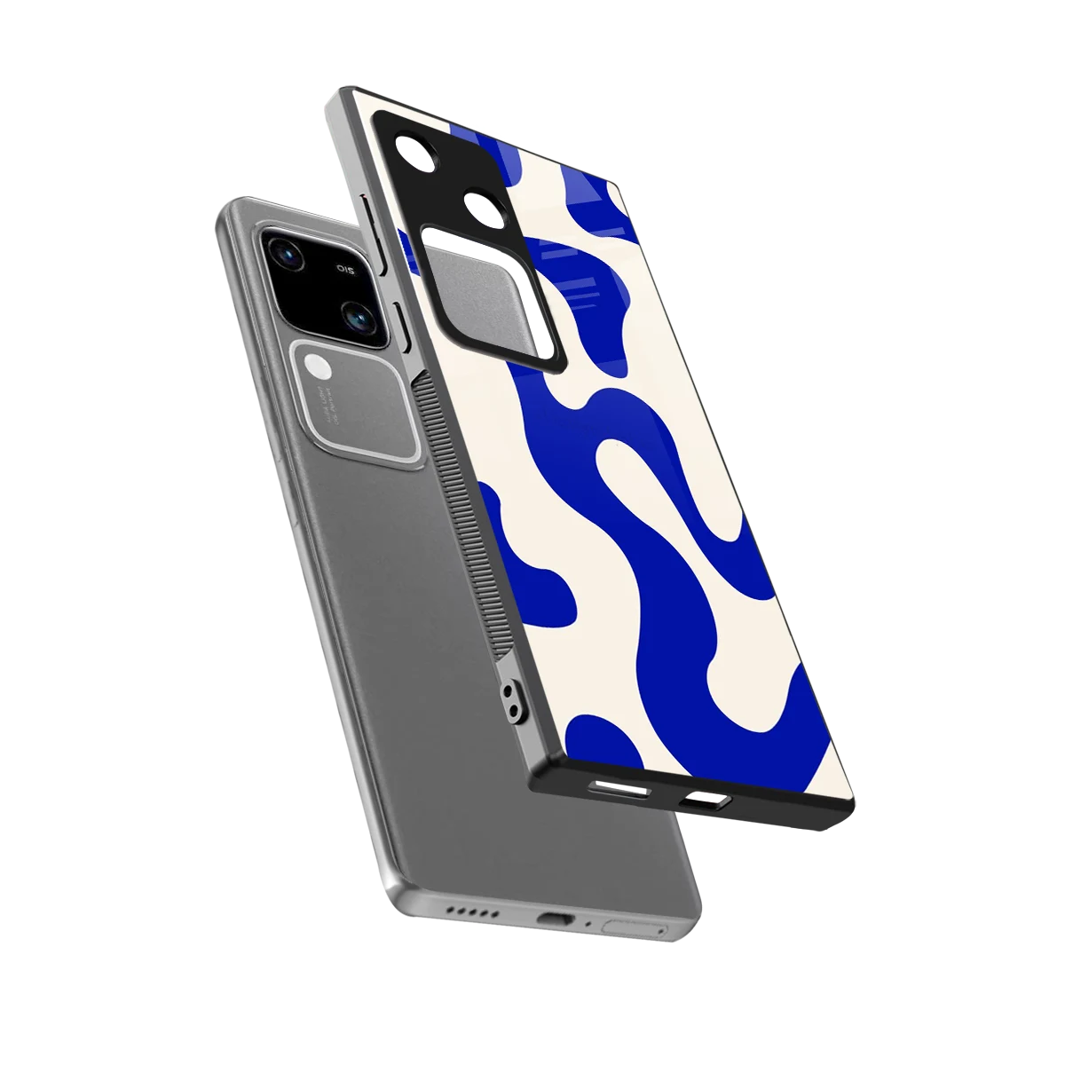 Blue Drift sleek vivo v30 cover with tempered glass back and TPU edges