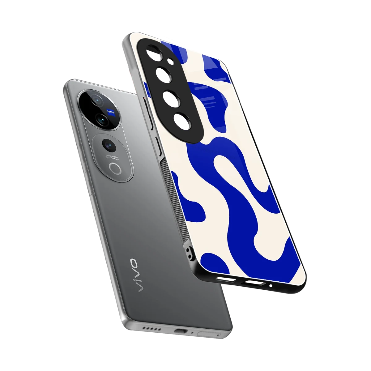 Blue Drift sleek vivo v40 pro cover with tempered glass back and TPU edges