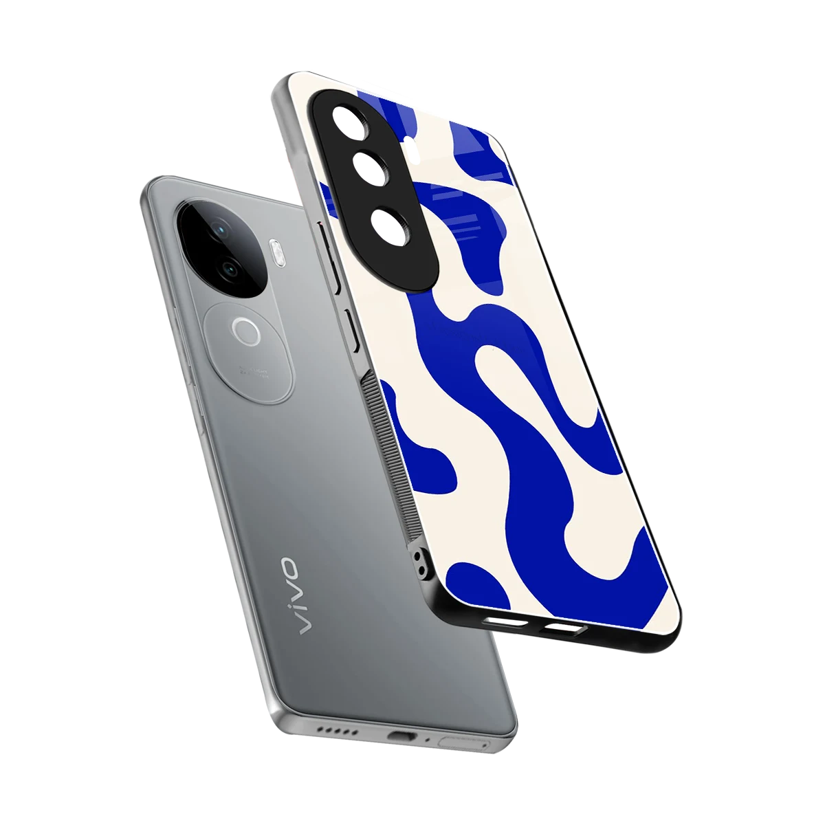 Blue Drift sleek vivo v40e cover with tempered glass back and TPU edges