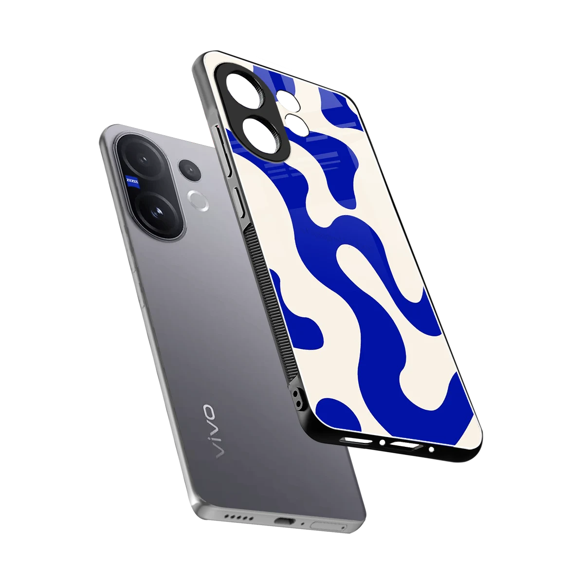Blue Drift sleek vivo v60 cover with tempered glass back and TPU edges