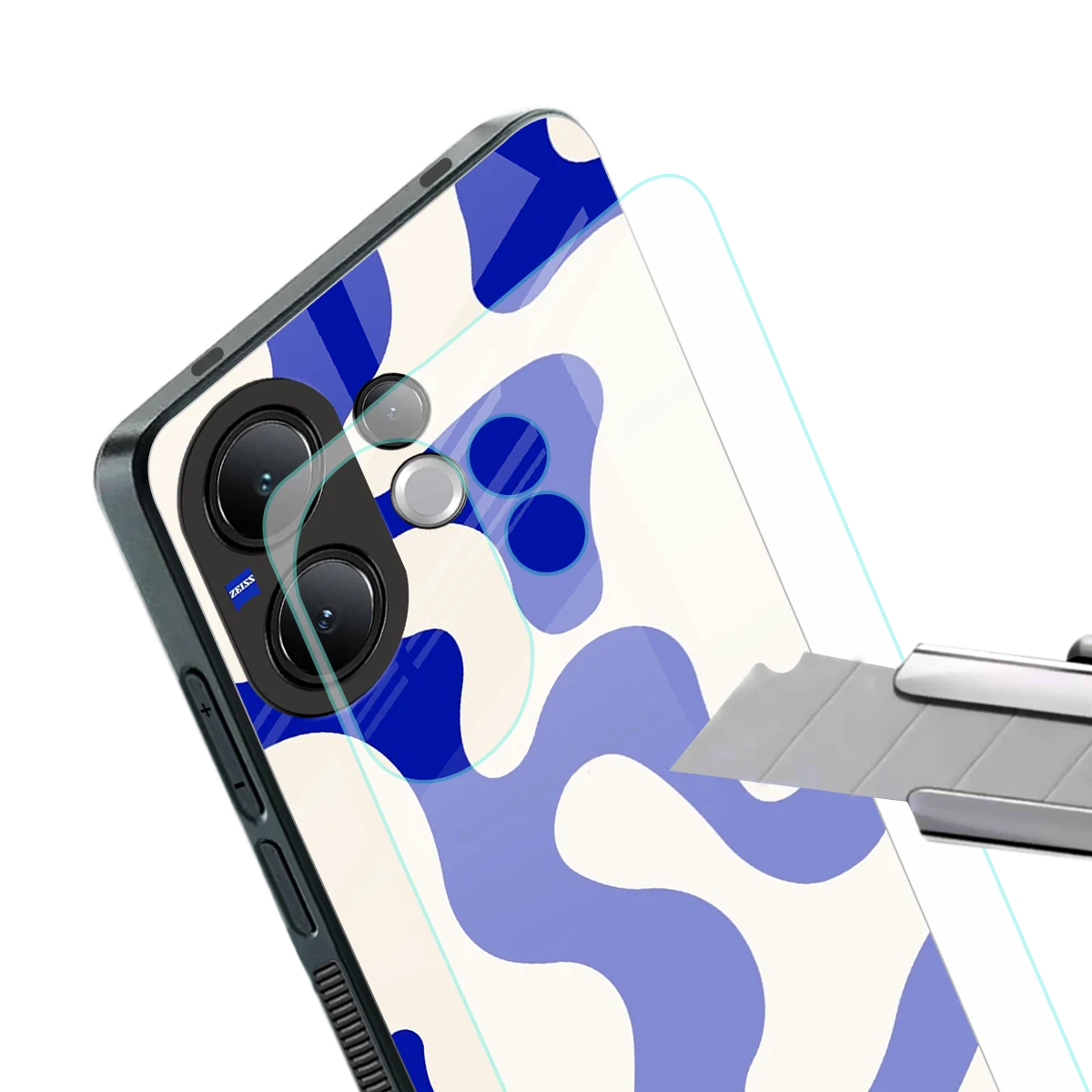 Blue Drift stylish phone case for vivo v60 | glossy glass and slim fit