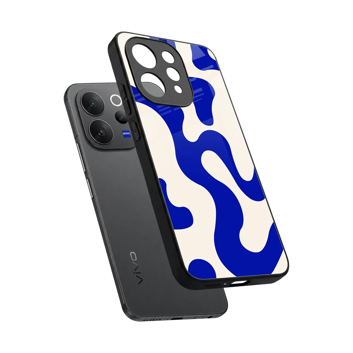 Blue Drift sleek vivo v70 elite cover with tempered glass back and TPU edges