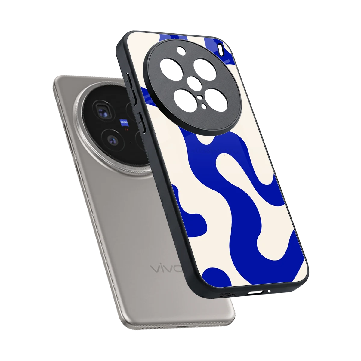 Blue Drift sleek vivo x200 pro cover with tempered glass back and TPU edges