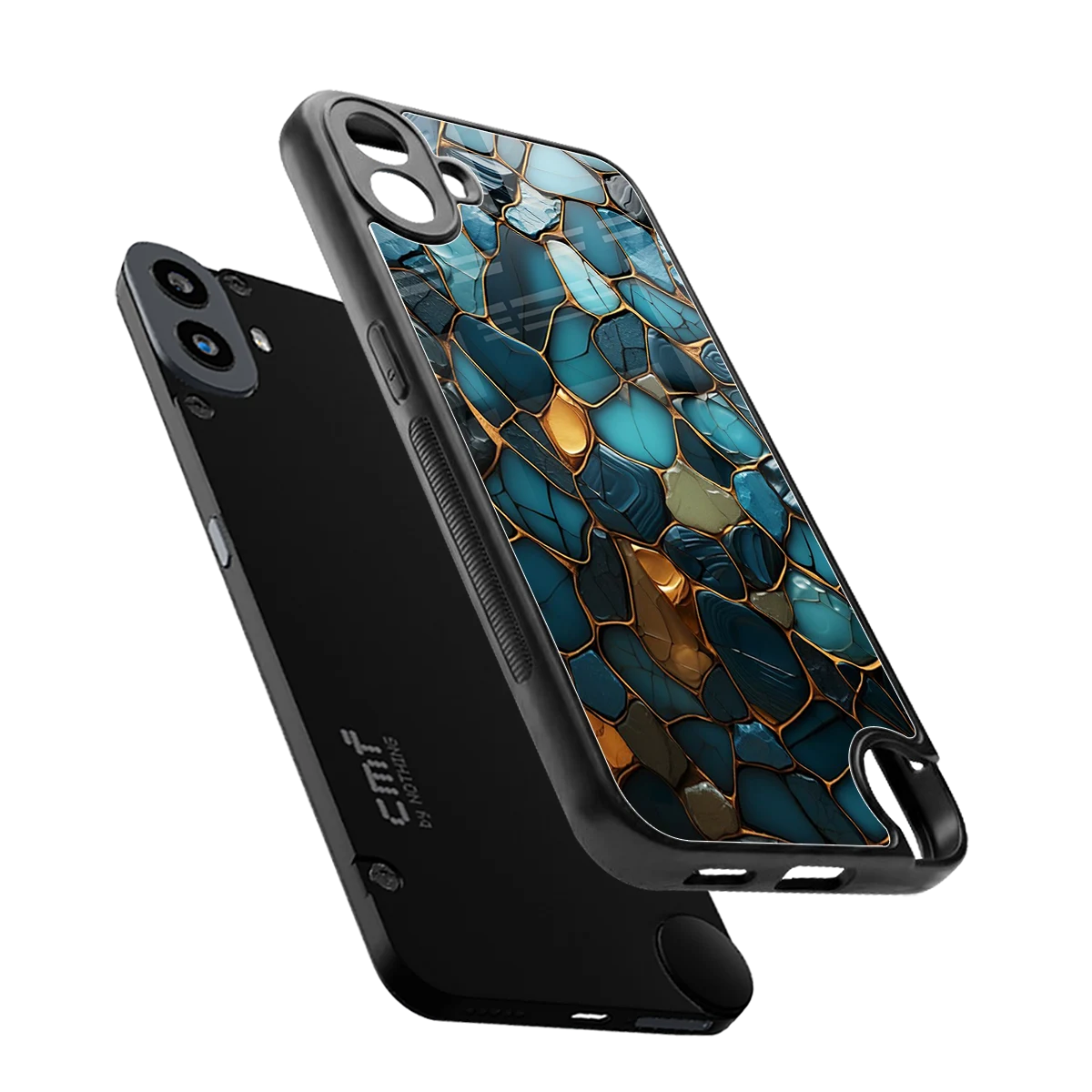 Blue Mirage sleek cmf nothing phone 1 cover with tempered glass back and TPU edges