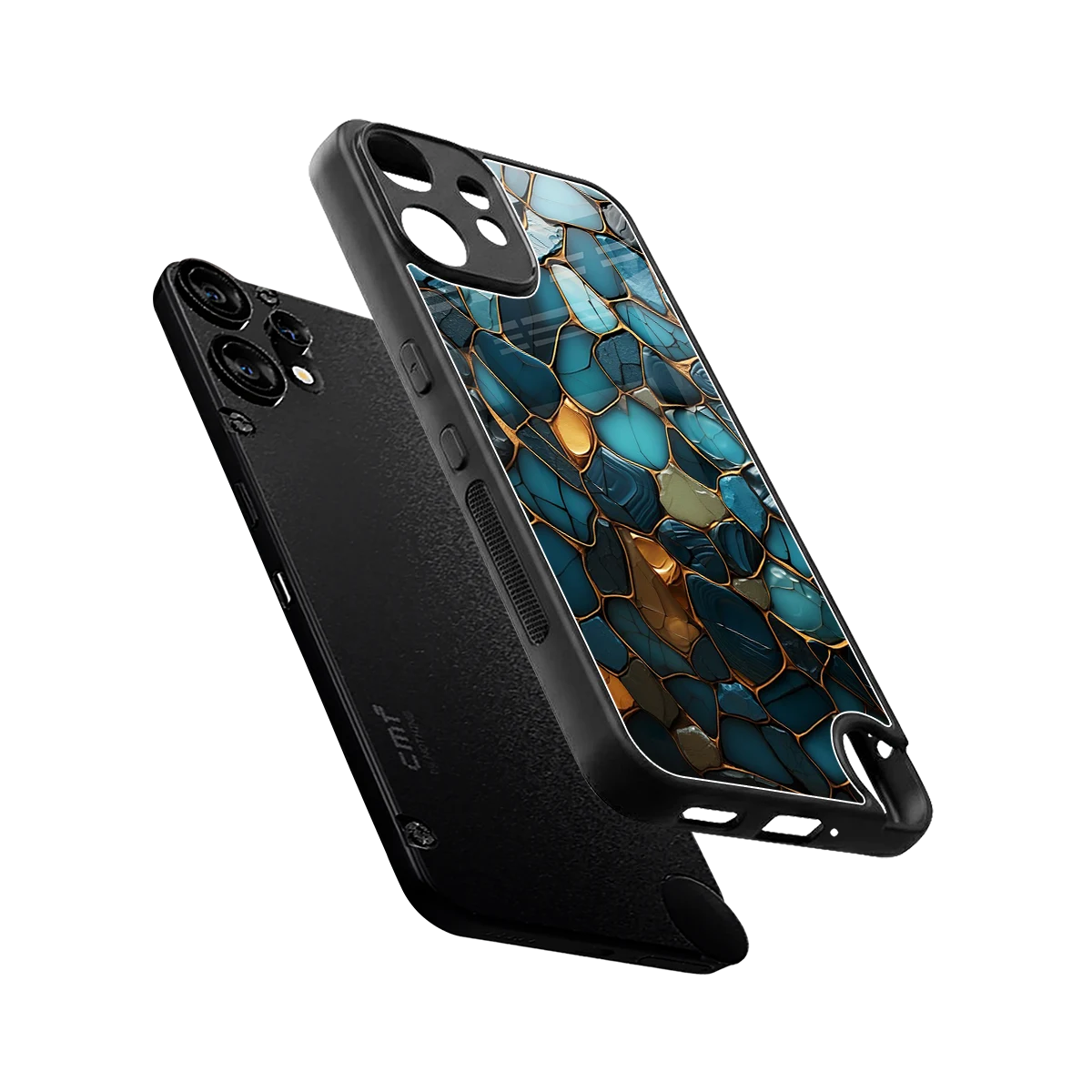 Blue Mirage sleek cmf nothing phone 2 pro cover with tempered glass back and TPU edges