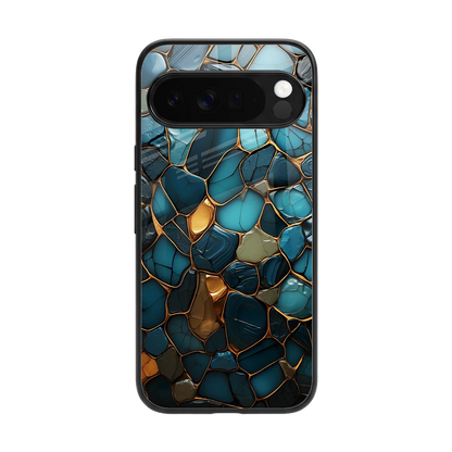 Blue Mirage back phone cover | glass case for google pixel 10 pro xl