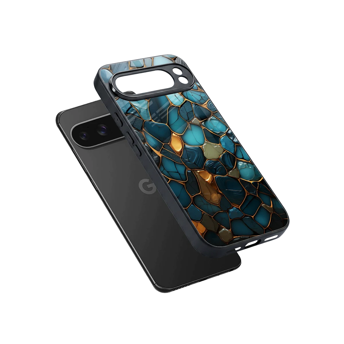 Blue Mirage sleek google pixel 10 pro xl cover with tempered glass back and TPU edges
