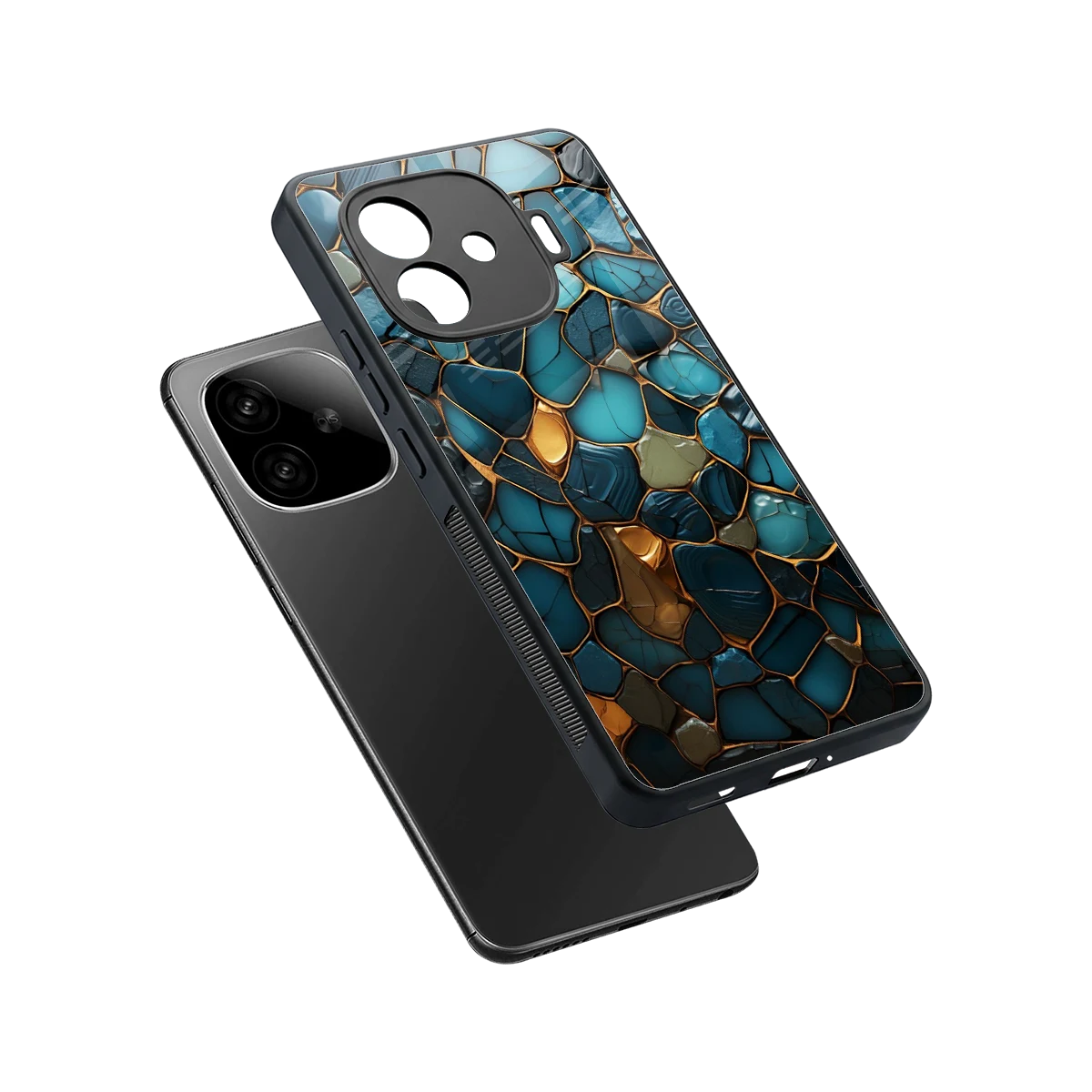 Blue Mirage sleek iqoo neo 10r 5g cover with tempered glass back and TPU edges