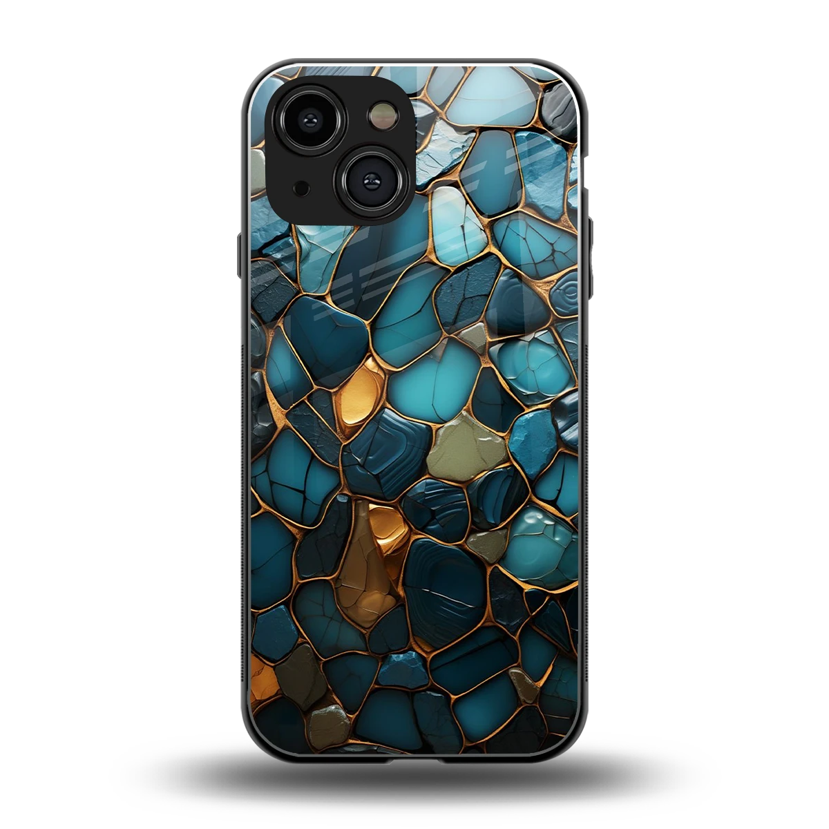 Blue Mirage back phone cover | glass case for iphone 13 mini