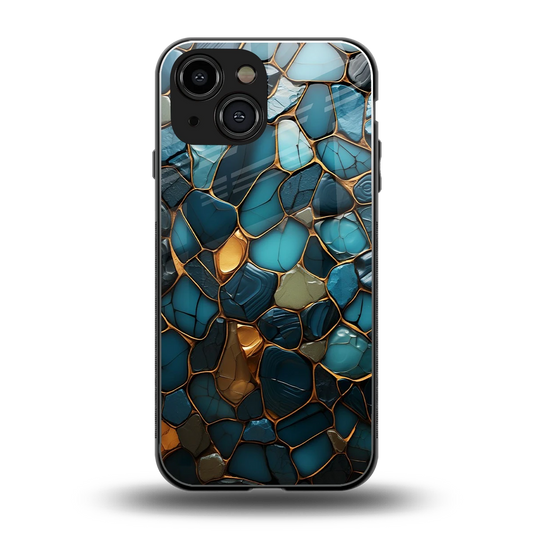 Blue Mirage back phone cover | glass case for iphone 13 mini