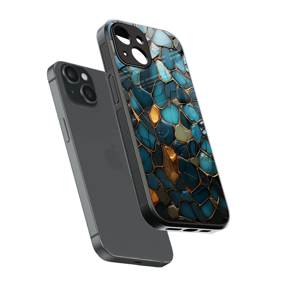 Blue Mirage sleek iphone 13 cover with tempered glass back and TPU edges