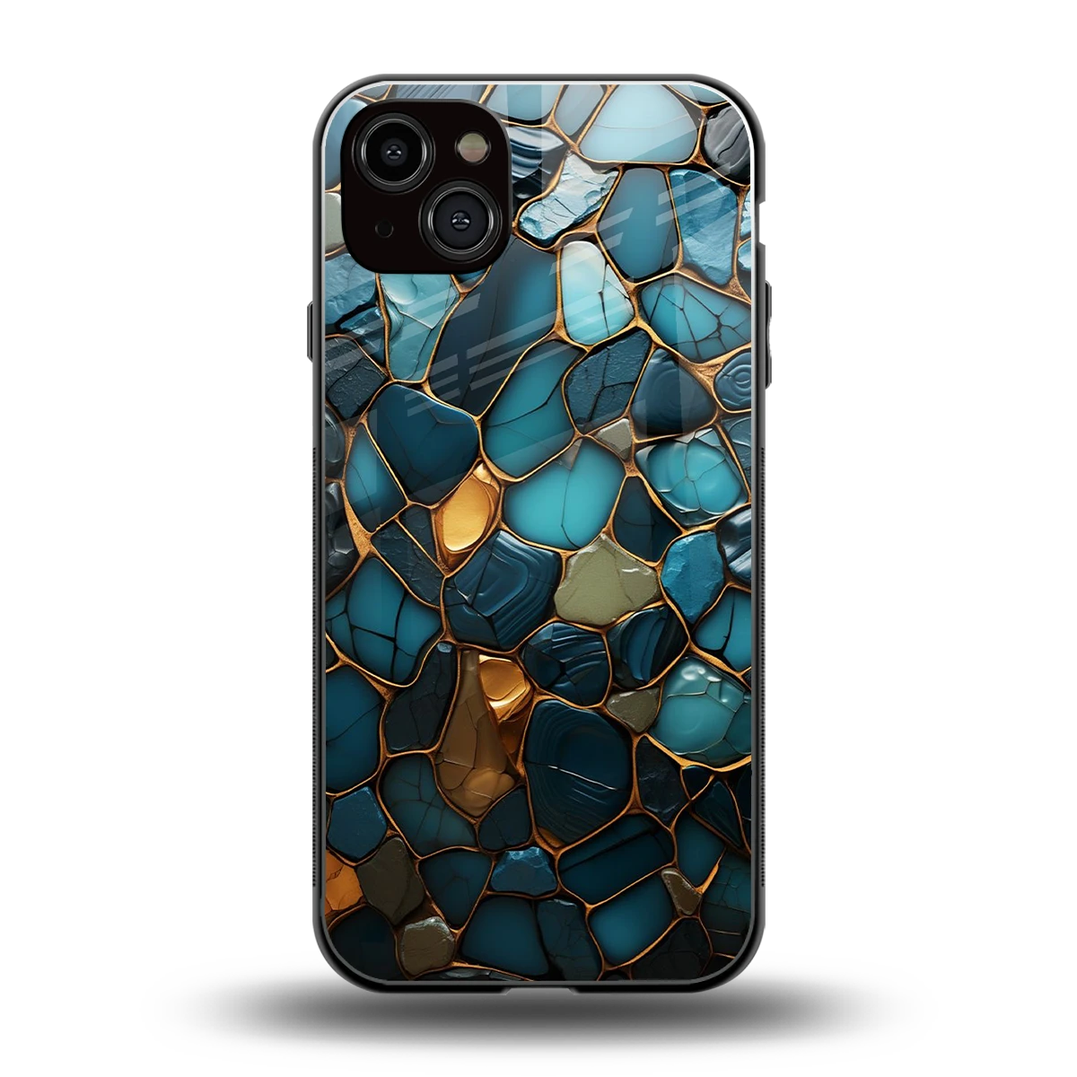 Blue Mirage back phone cover | glass case for iphone 14 plus