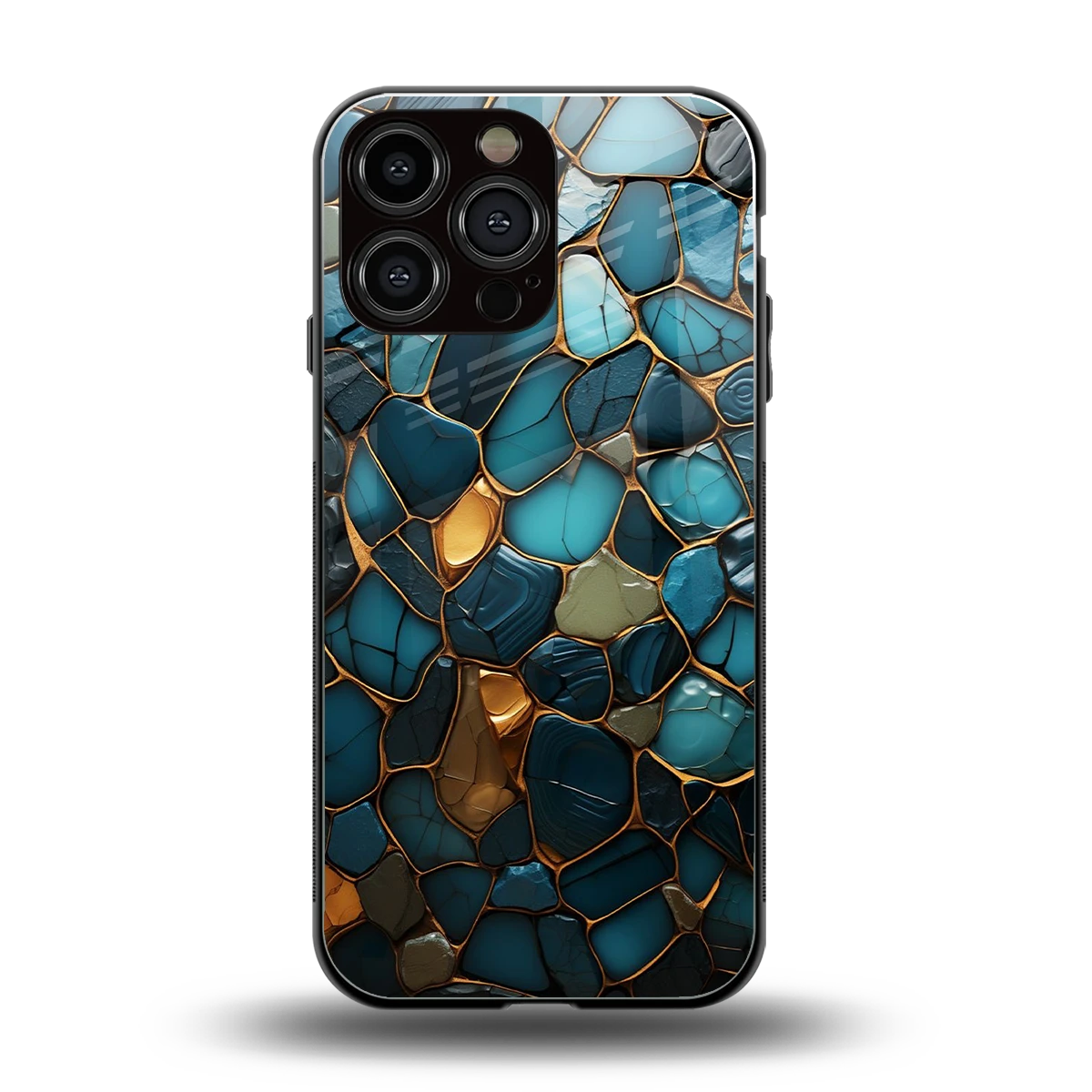 Blue Mirage back phone cover | glass case for iphone 15 pro max