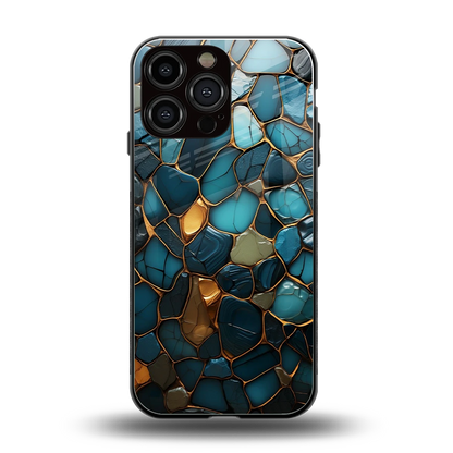 Blue Mirage back phone cover | glass case for iphone 15 pro max