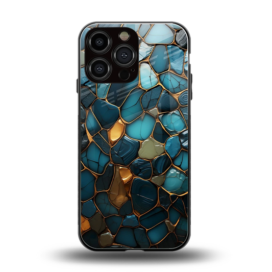 Blue Mirage back phone cover | glass case for iphone 15 pro max