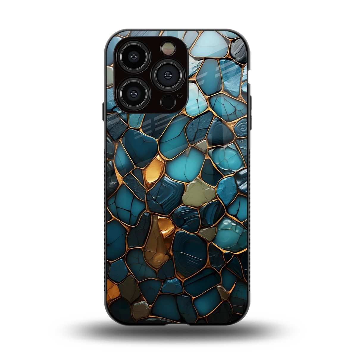 Blue Mirage back phone cover | glass case for iphone 15 pro