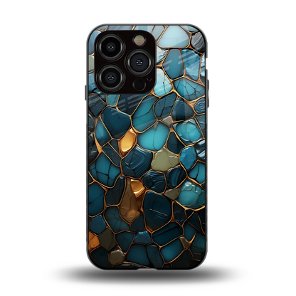 Blue Mirage back phone cover | glass case for iphone 15 pro