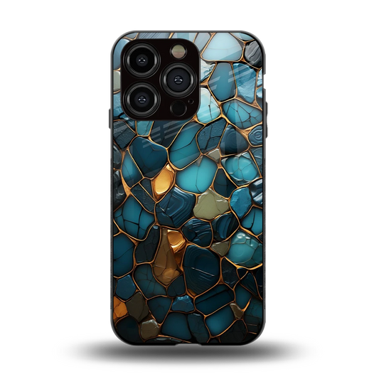 Blue Mirage back phone cover | glass case for iphone 15 pro