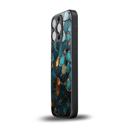 Blue Mirage iphone 15 pro mobile cover | shockproof glass phone case