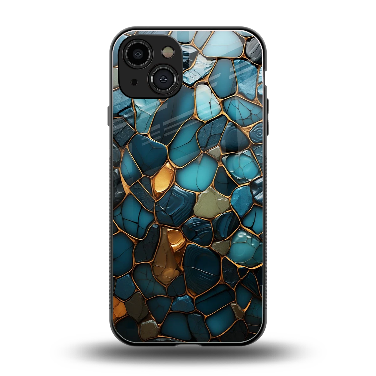 Blue Mirage back phone cover | glass case for iphone 15