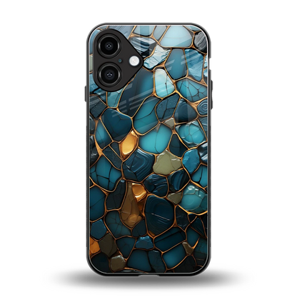 Blue Mirage back phone cover | glass case for iphone 16 plus