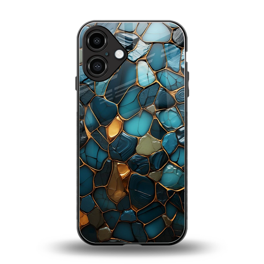 Blue Mirage back phone cover | glass case for iphone 16 plus
