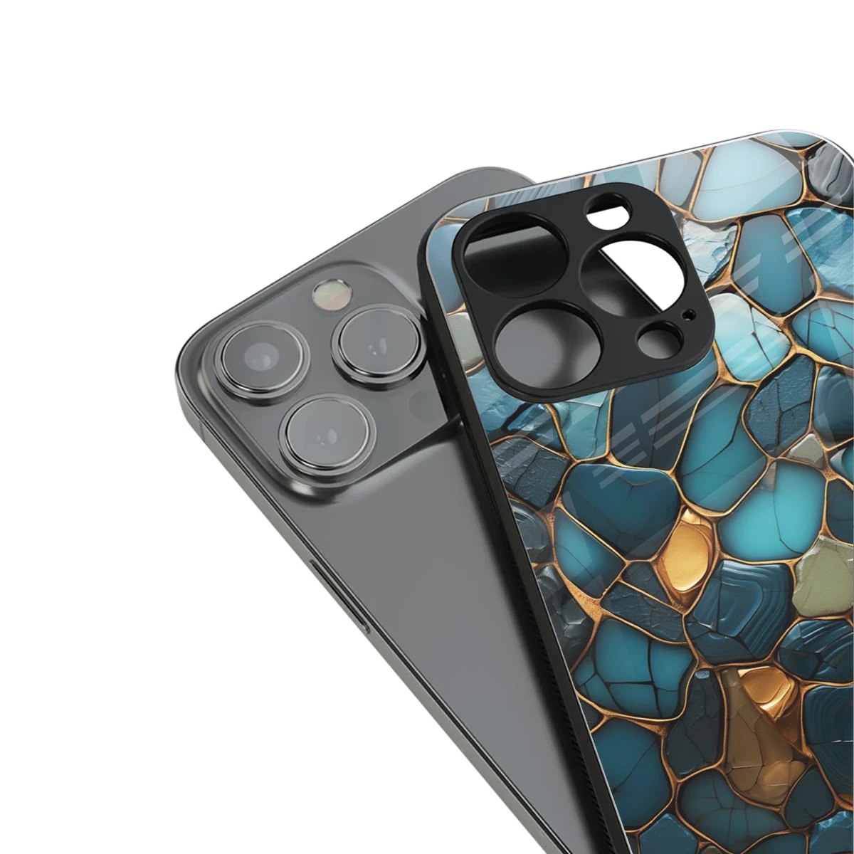Blue Mirage stylish phone case for iphone 15 pro | glossy glass and slim fit