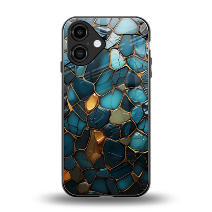 Blue Mirage back phone cover | glass case for iphone 16